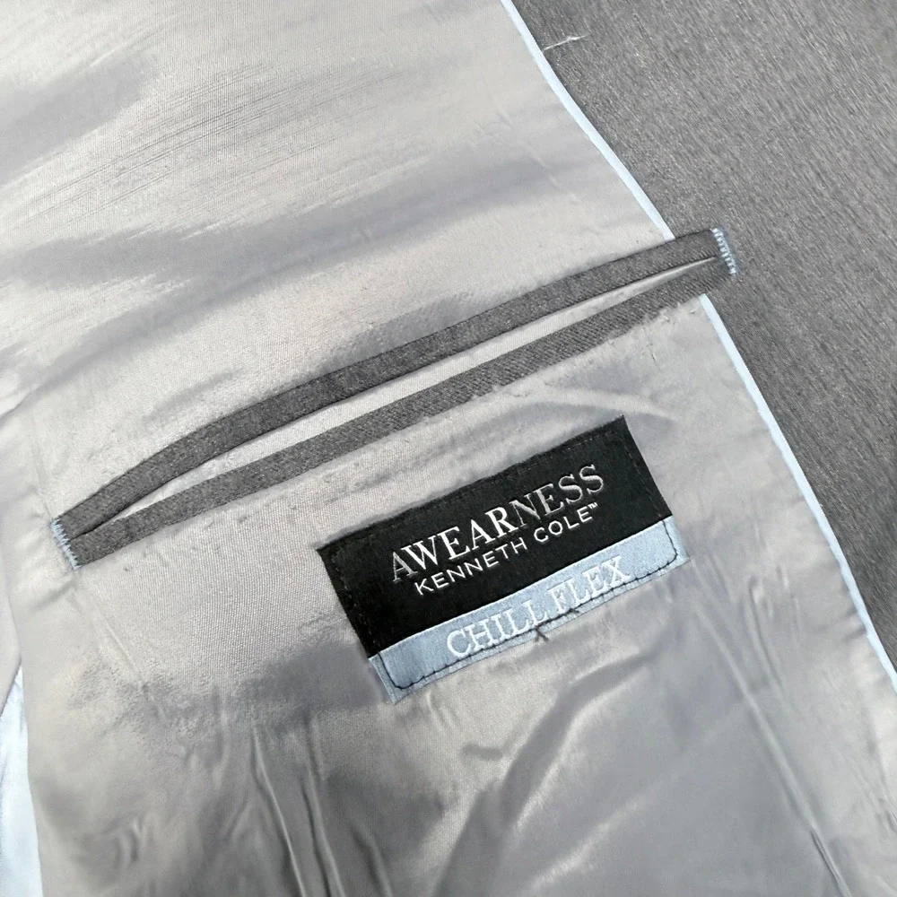 Kenneth Cole AWEARNESS Heather Grey Two Button Formal Suit Set Blazer & Trousers